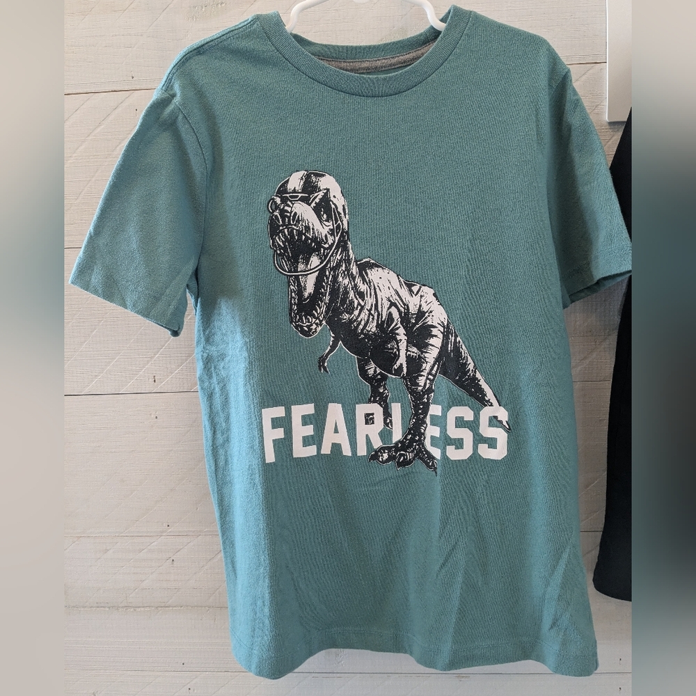 4️⃣ FOUR Old Navy Boy's Graphic T-Shirts - Gray, Green, & Black - Picture 9 of 10